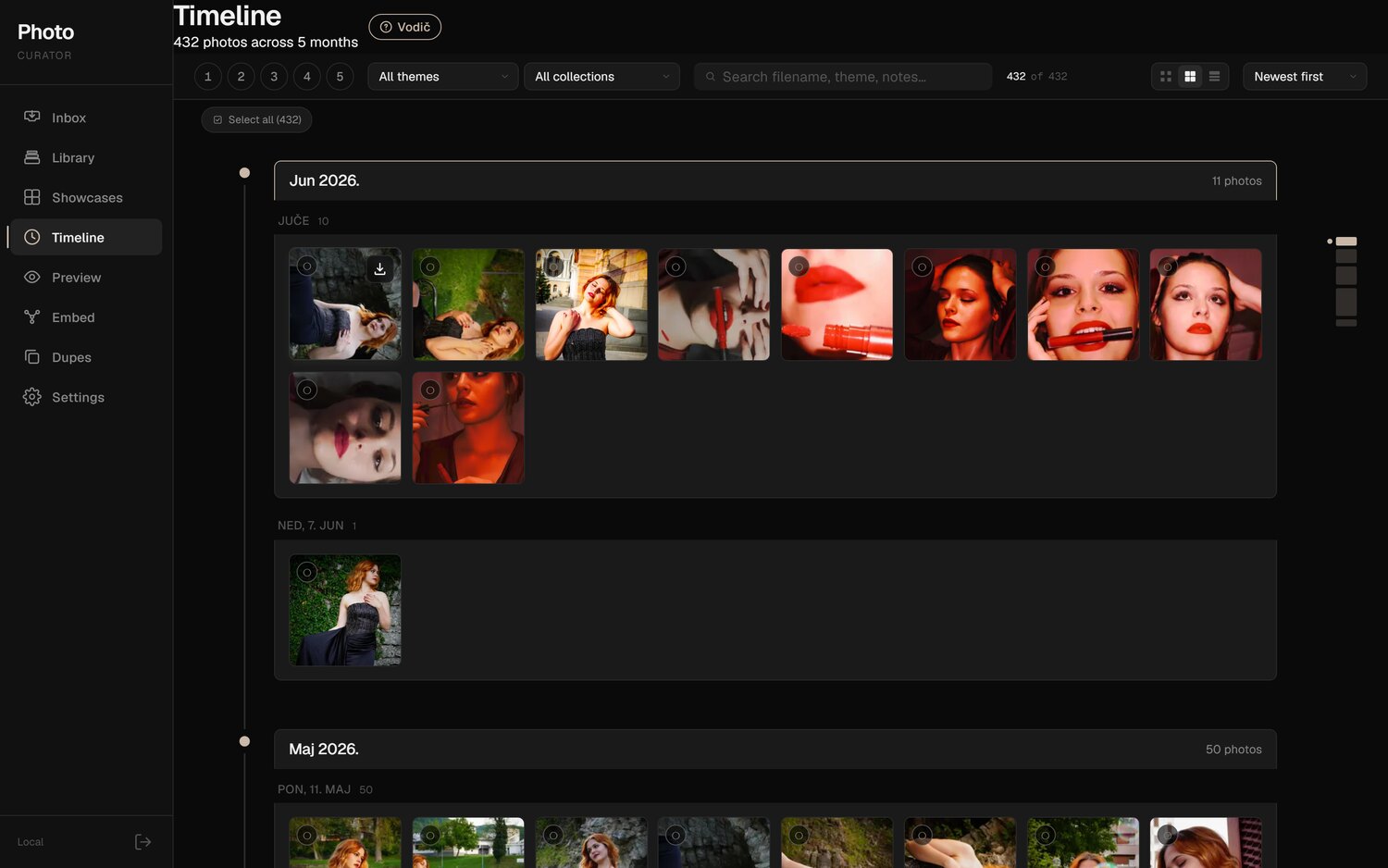 Smart AI Curator — timeline arhive po mjesecima