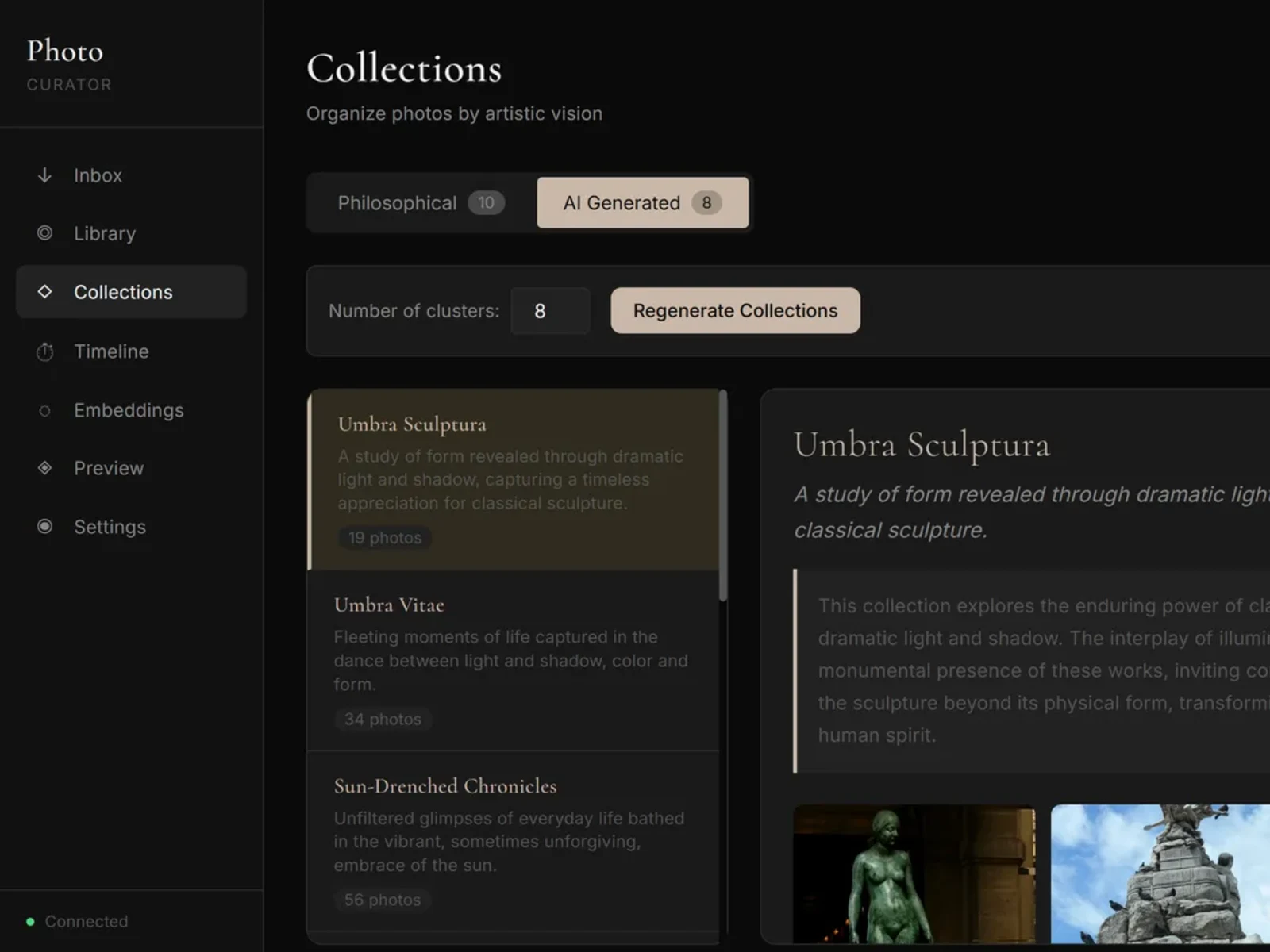 Smart AI Curator dashboard kolaž