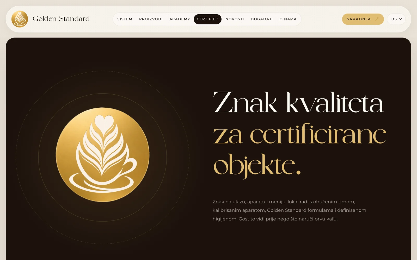 Golden Standard Certified: znak kvaliteta za certificirane objekte