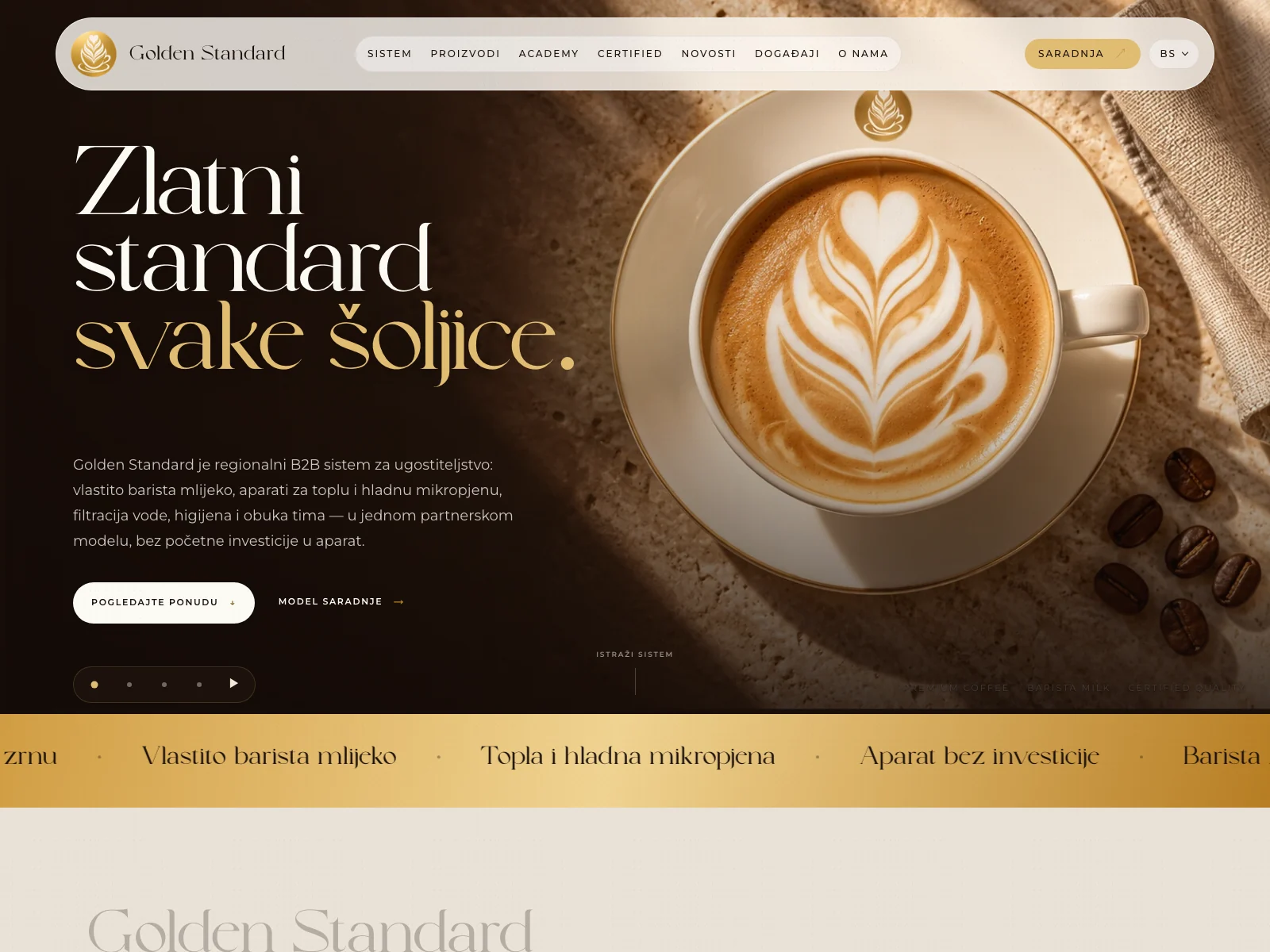 Golden Standard, sajt regionalnog B2B sistema za ugostiteljstvo