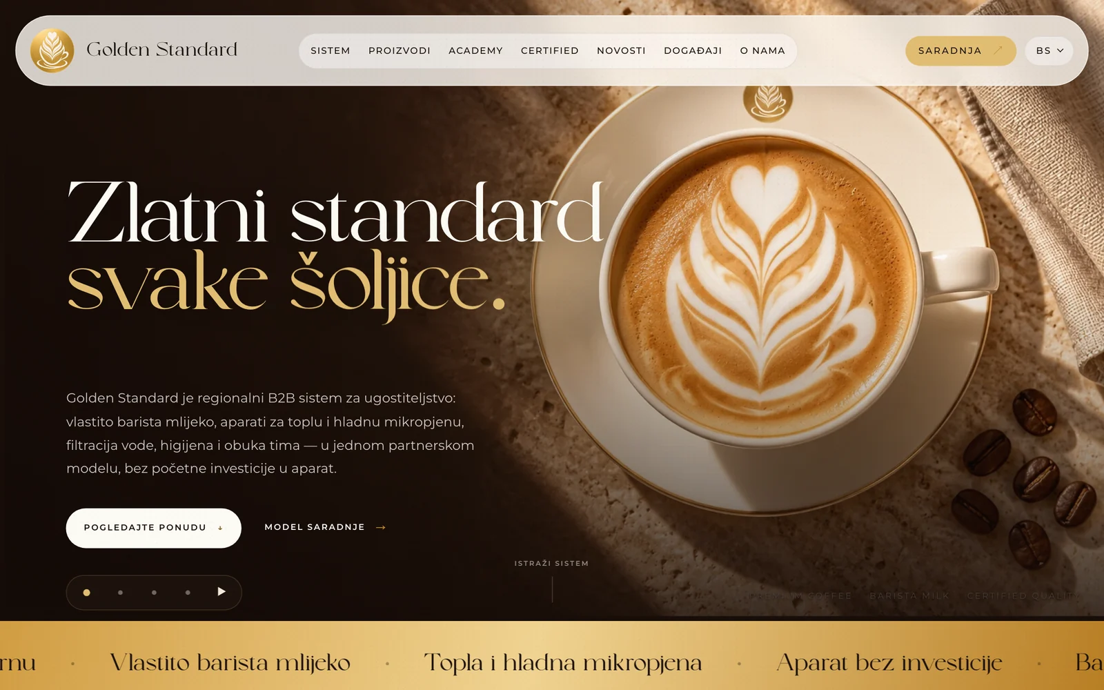 Naslovna goldenstandard.eu: Zlatni standard svake šoljice