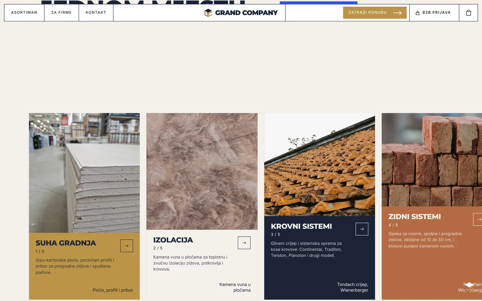 Grand Company, katalog: suha gradnja, izolacija, krovni i zidni sistemi