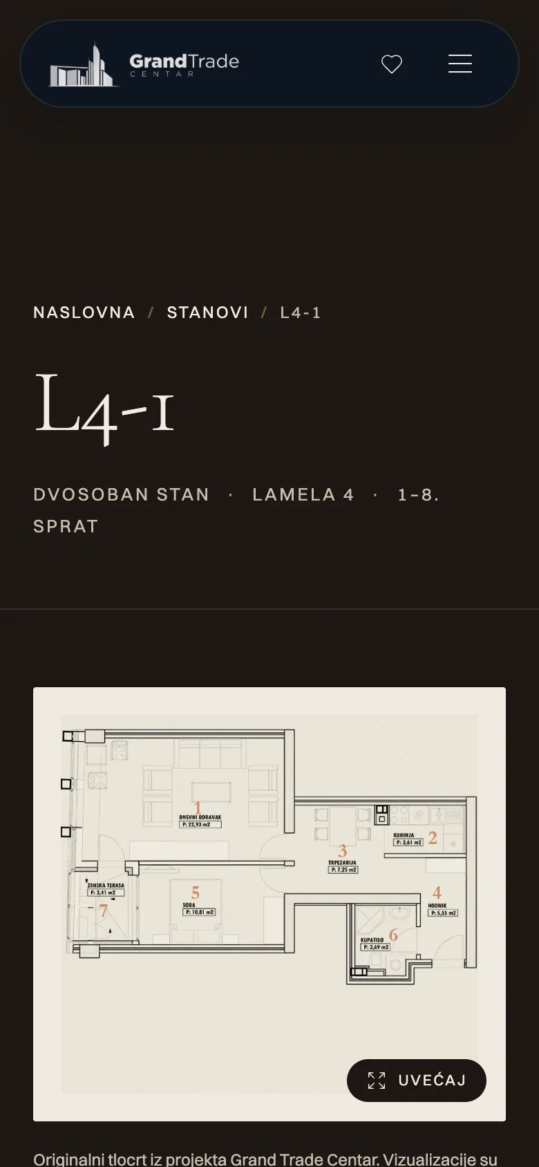 Grand Trade na telefonu, stan L4-1 sa originalnim tlocrtom