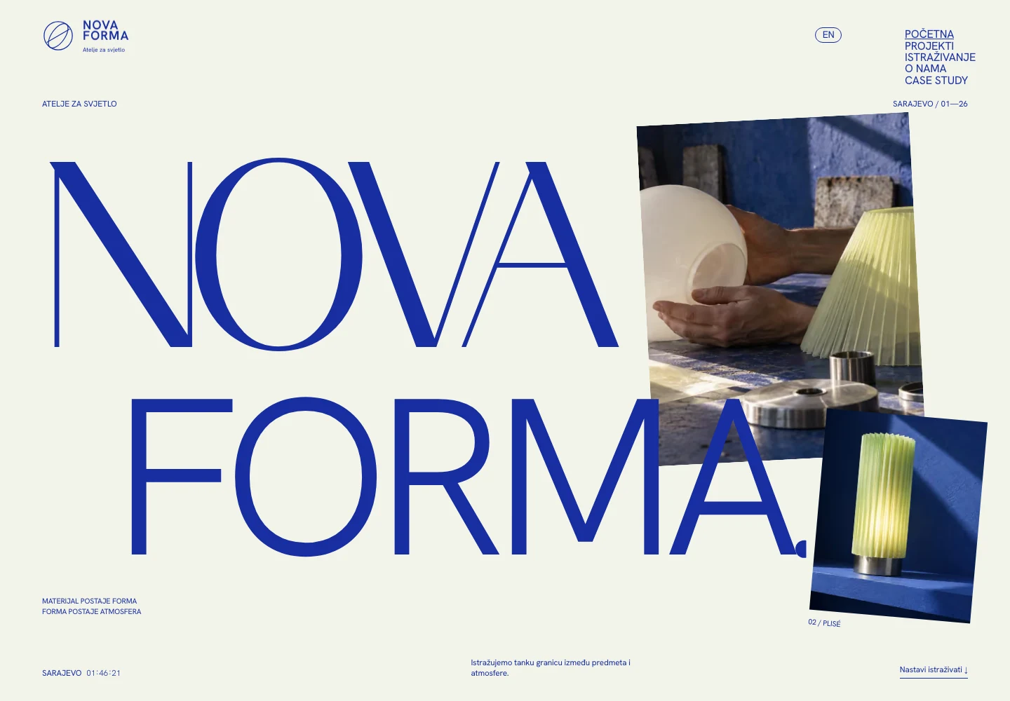Nova Forma, naslovna sa velikom tipografijom i fotografijama ateljea